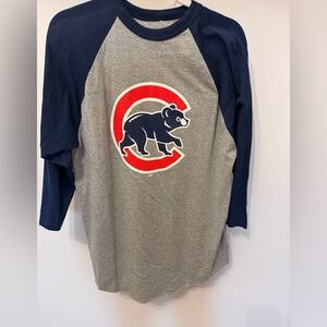 Chicago Cubs Grey & Navy Raglan Tee with Bear C Logo